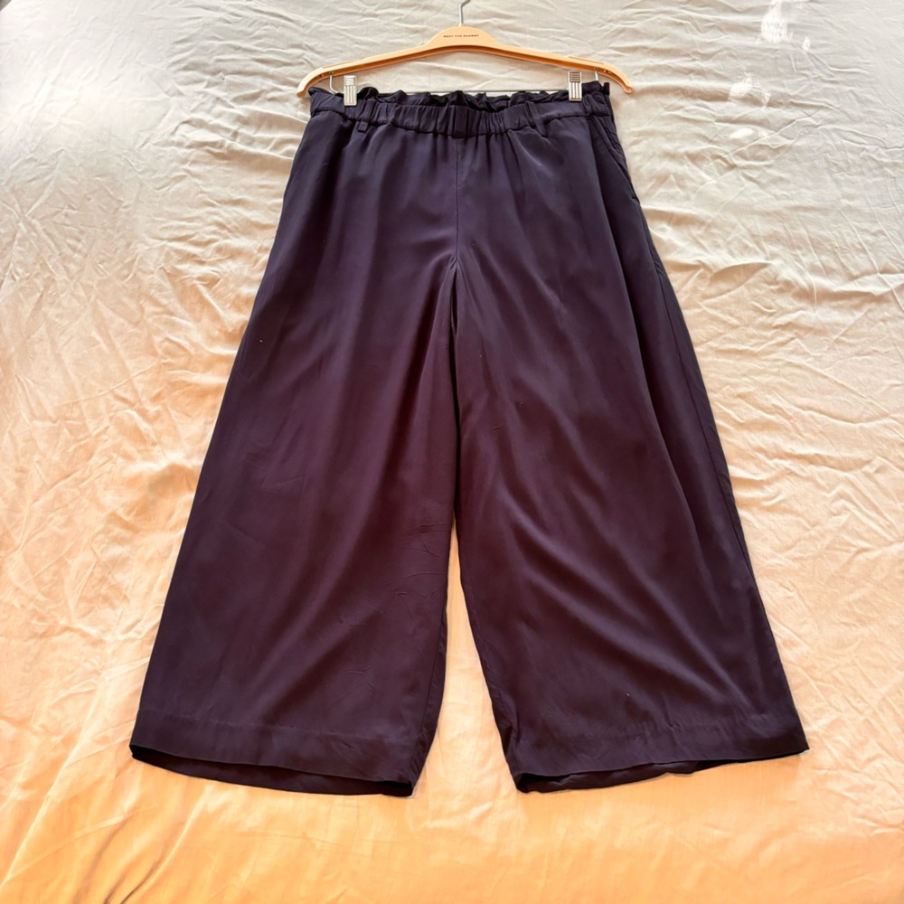 Point Sur Wide Leg Paperbag Waist Super Soft Navy Pants Size 14